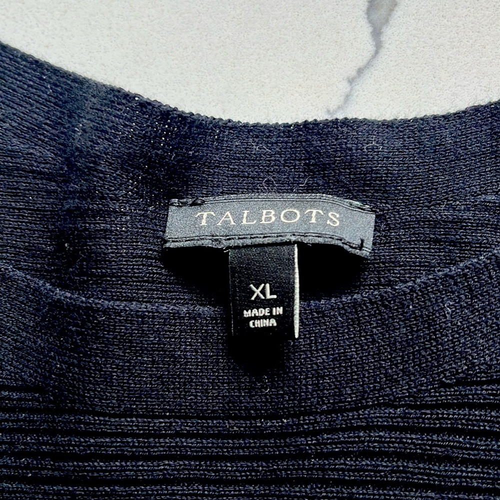 Talbots Ribbed Raglan Short Sleeve Sweater - Picture 2 of 6